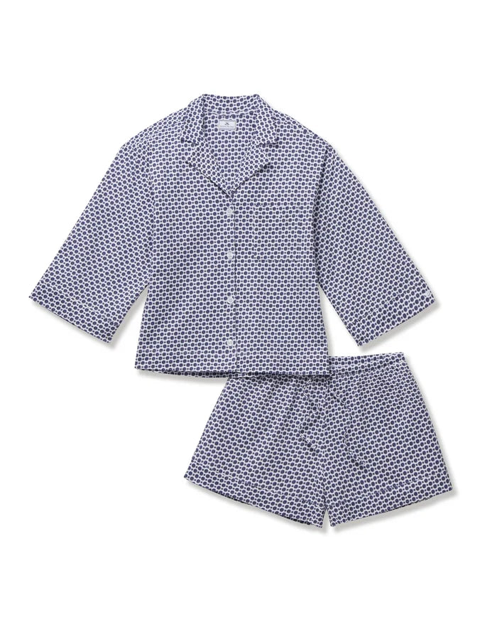 Petite Plume Olivia Short Pima Pajama Set - Navy Foulard
