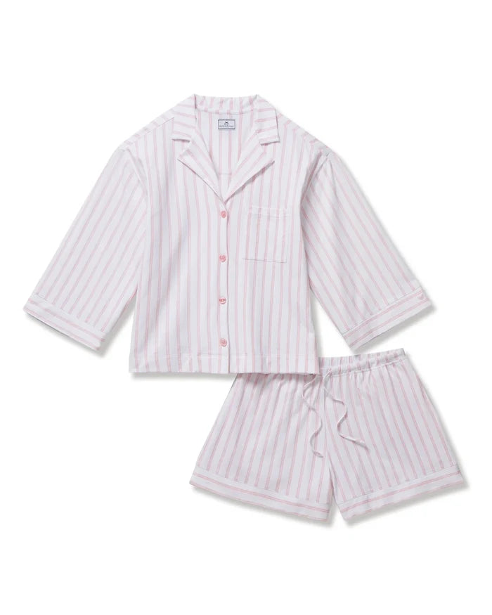 Petite Plume Olivia Short Pima Pajama Set - Pink Stripe