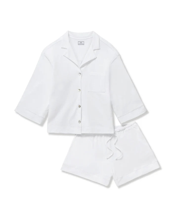 Petite Plume Olivia Short Pima Pajama Set - White