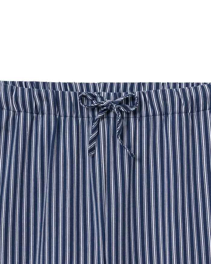 Petite Plume Olivia Wide Leg Pima Pajama Set - Admiral Navy Ticking