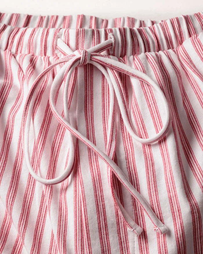 Petite Plume Olivia Wide Leg Pima Pajama Set - Antique Red Ticking