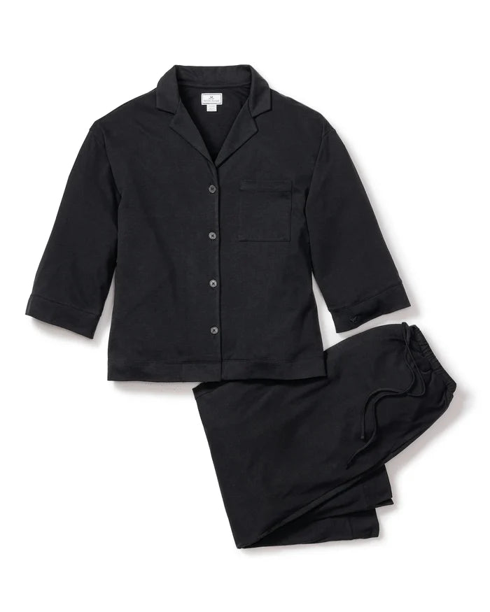 Petite Plume Olivia Wide Leg Pima Pajama Set - Black