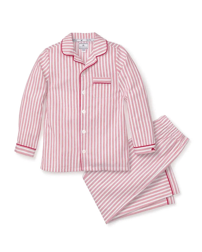 Petite Plume Toddler and Kids Long Set Pajamas - Red Ticking