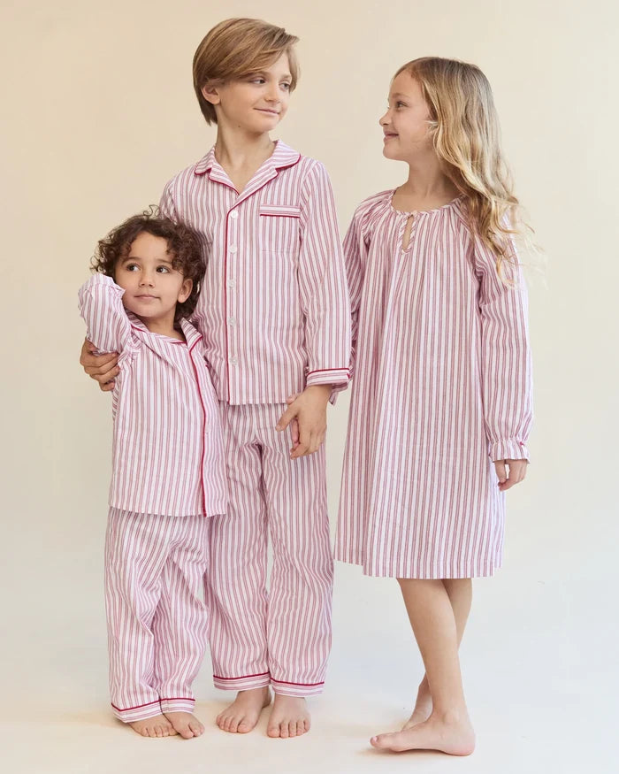 Petite Plume Toddler and Kids Long Set Pajamas - Red Ticking