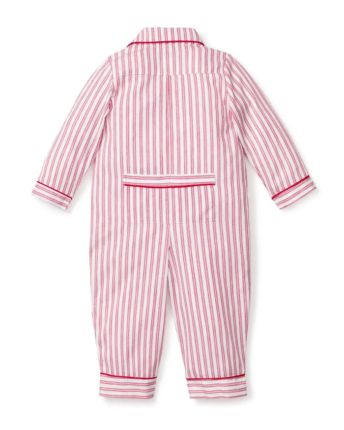Petite Plume Twill Romper - Red Ticking