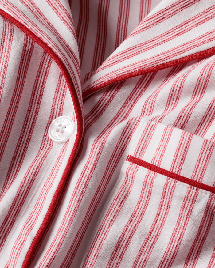 Petite Plume Women’s Long Pima Pajama Set - Antique Red Ticking