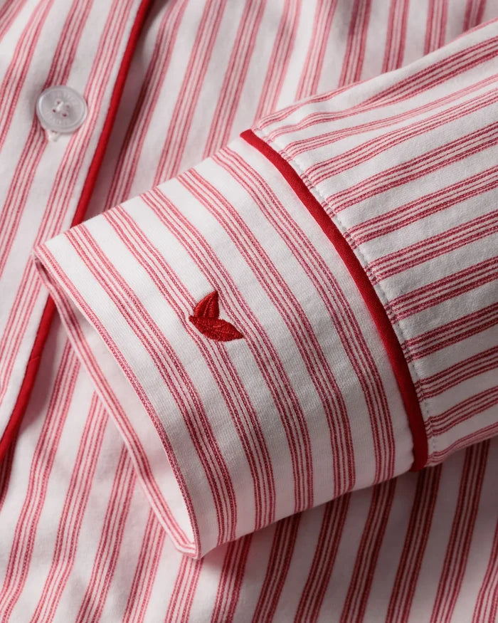 Petite Plume Women’s Long Pima Pajama Set - Antique Red Ticking