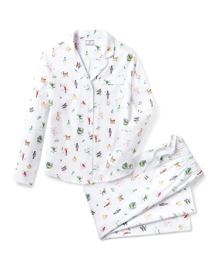 Petite Plume Women’s Long Twill Pajama Set - 12 Days of Christmas