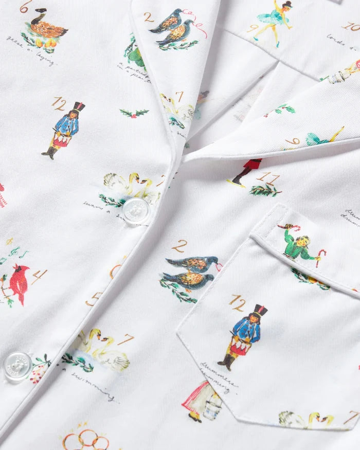 Petite Plume Women’s Long Twill Pajama Set - 12 Days of Christmas