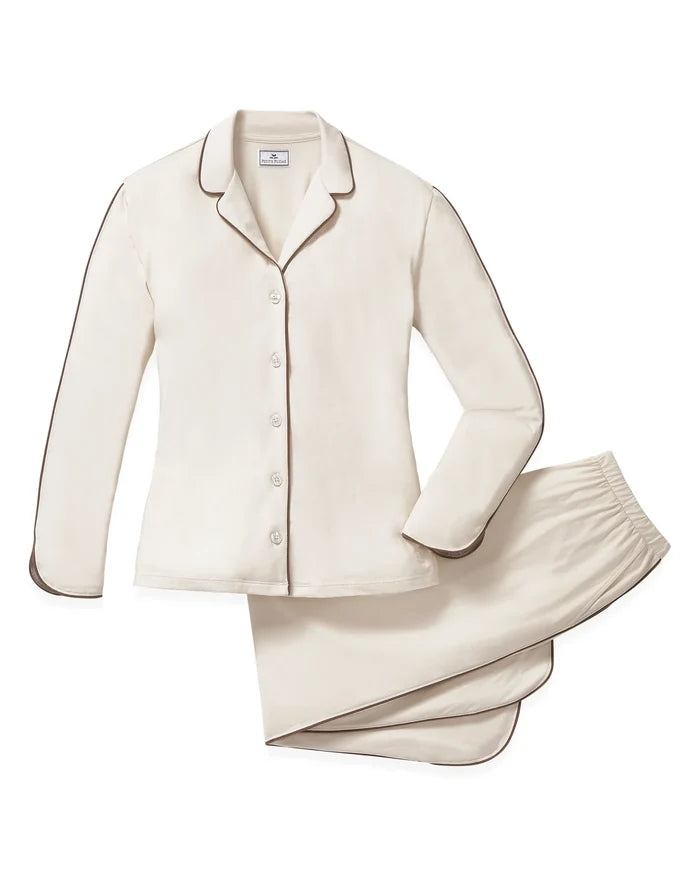 Petite Plume Women's Margaux Lightweight Pima Pajama Set in Ivory