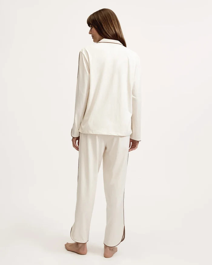 Petite Plume Women's Margaux Lightweight Pima Pajama Set in Ivory