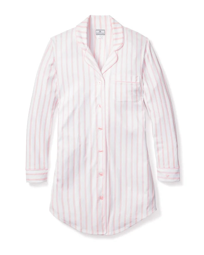 Petite Plume Women's Pima Nightshirt in Pink Stripe