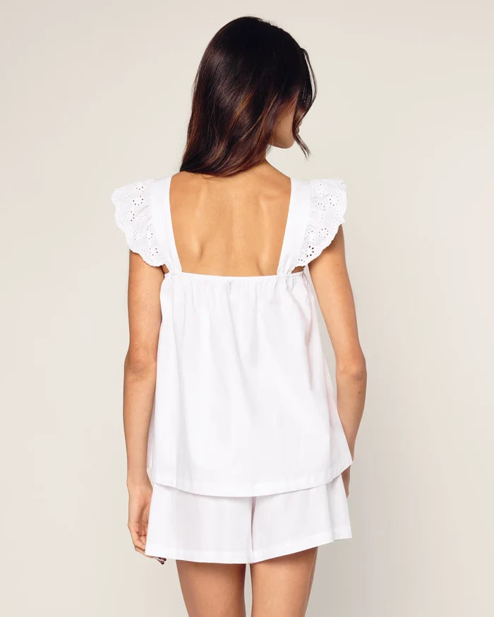Petite Plume Women's Twill Clara Short Set in White