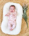 Pink Floral Long Sleeve Baby Jumpsuit (Organic Muslin)