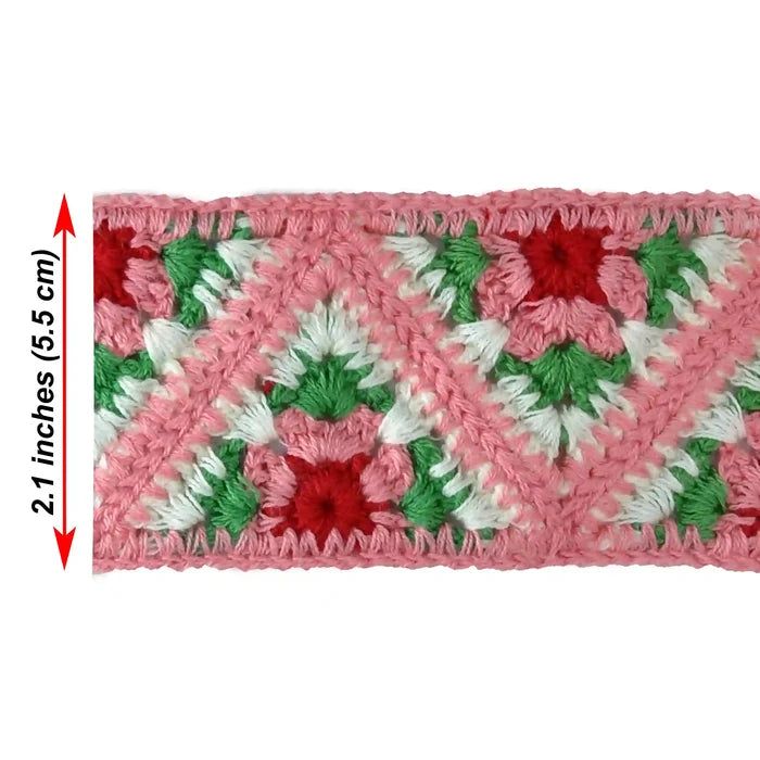 Pink Granny Square Lace Trim