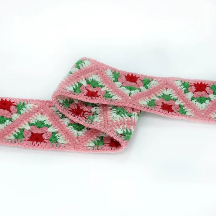 Pink Granny Square Lace Trim