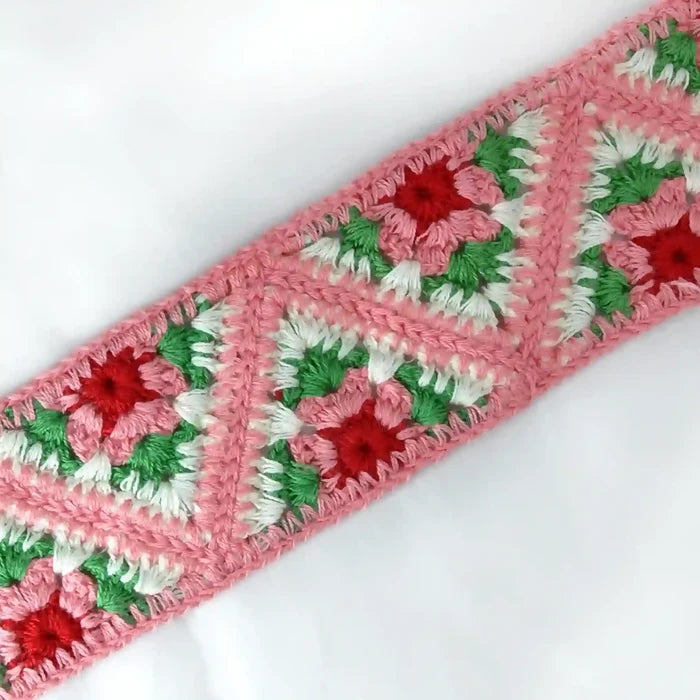 Pink Granny Square Lace Trim