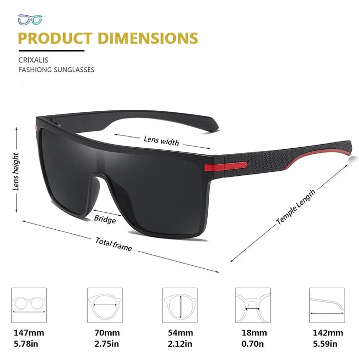 Polarized Sunglasses for Men Square Oversized UV400 Anti-Glare Goggles
