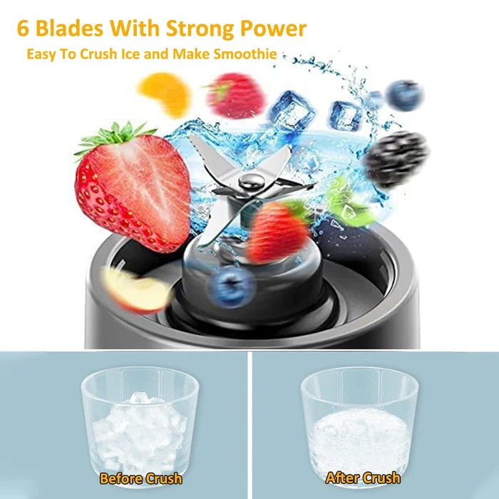 Portable Blender 6-Blades Smoothie Maker Summer Essentials 2026 Rechargeable On The Go Juicer