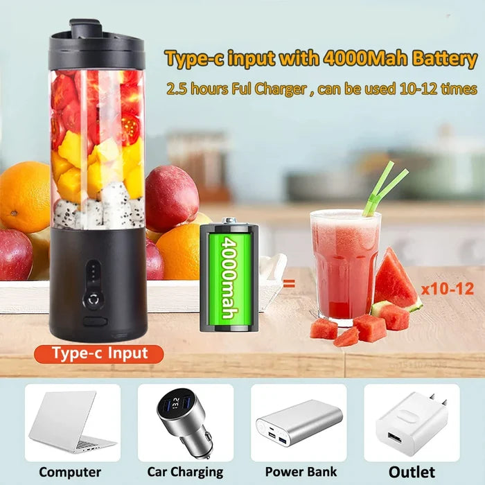 Portable Blender 6-Blades Smoothie Maker Summer Essentials 2026 Rechargeable On The Go Juicer
