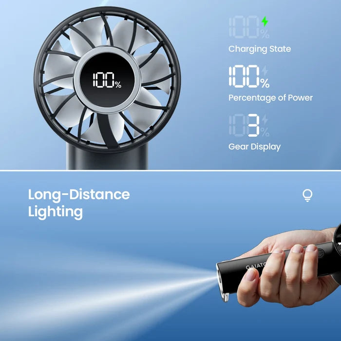 Portable Mini Fan Handheld Fan with LED Display 3 Speeds