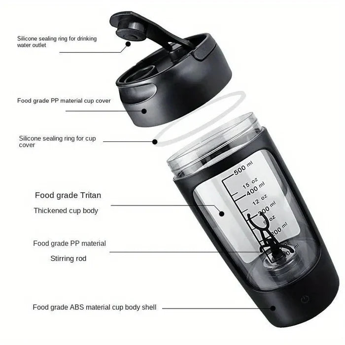 Protein Shaker Bottle 500ml USB-C Rechargeable Electric Mixer Cup Gym Outdoor Fall 2025 Fast Smooth Blends