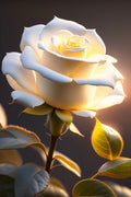 Pure White Rose Glowing In The Sunshine
