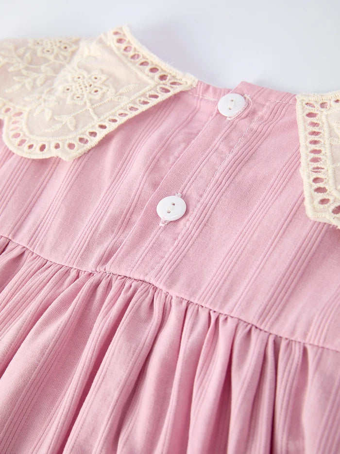 Purple Lace Collar Girl Short Sleeve Dress