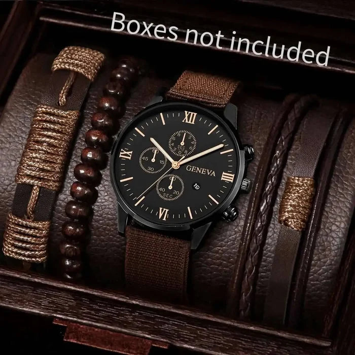 Quartz Watch And Bracelet Set Nylon Band Casual Gift