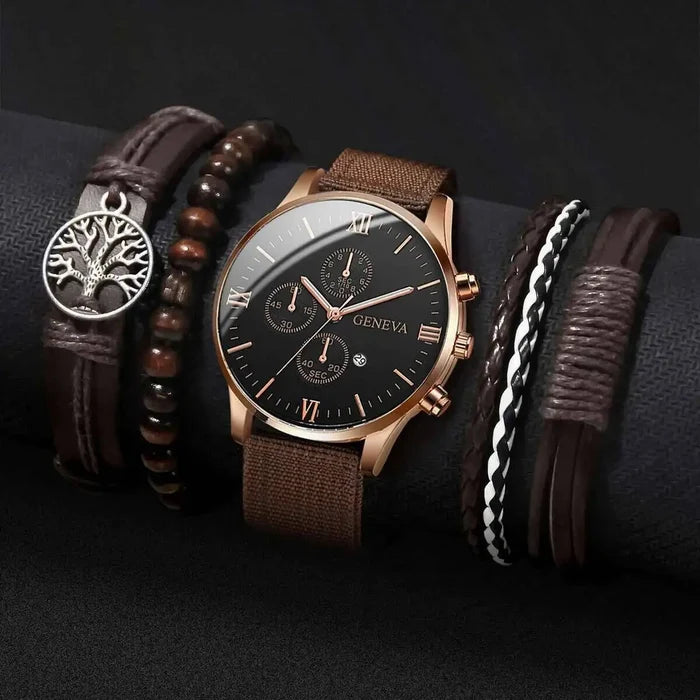Quartz Watch And Bracelet Set Nylon Band Casual Gift