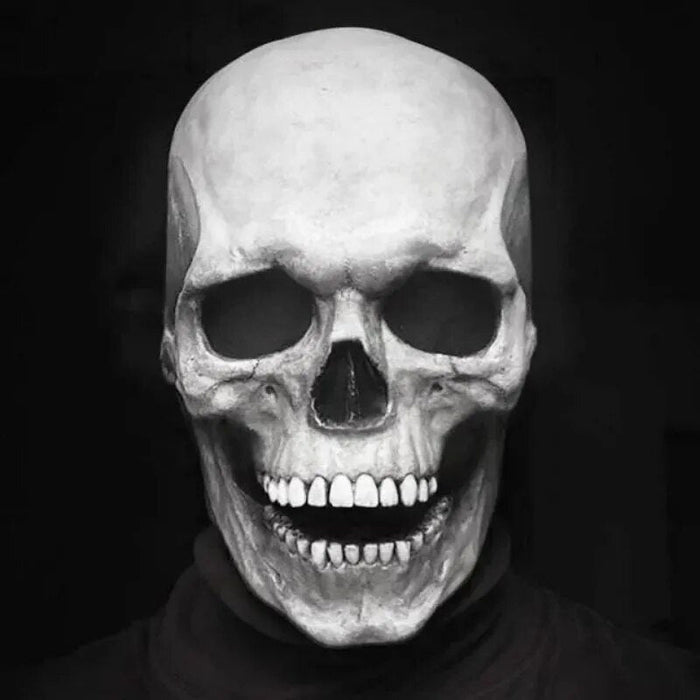 Realistic Full Head Skull Mask with Movable Jaw - Unisex Halloween & Cosplay Accessory for Ultimate Spooky Experience
