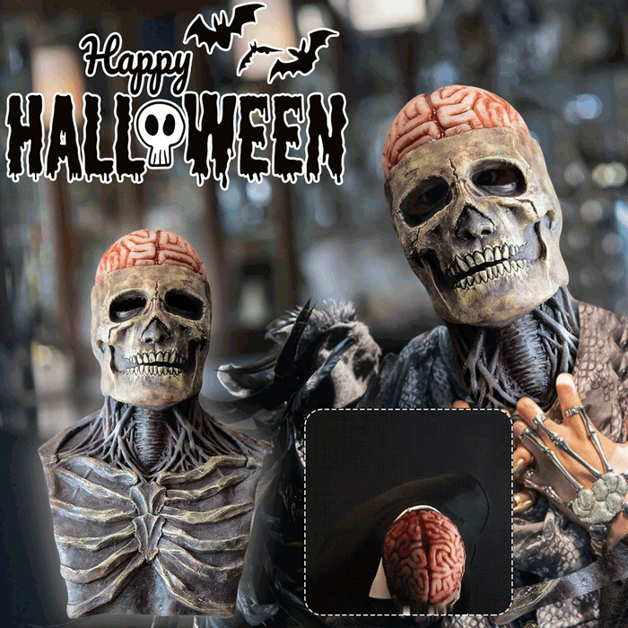 Realistic Movable Jaw Skeleton Mask with Hat – Full Head Halloween Cosplay Accessory for Parties and Events