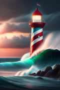 Red White And Blue Lighthouse Lighting The Way