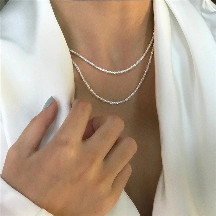 Refined women's silver necklace duo – minimalist design, 925 sterling silver, for everyday wear 0