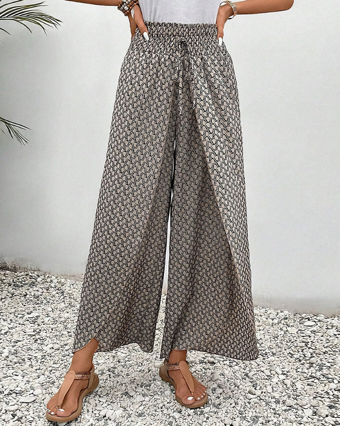 Relaxed Wide Leg Pants for Women, Flowy Palazzo Trousers with Elastic Waistband and Breathable Fabric-3