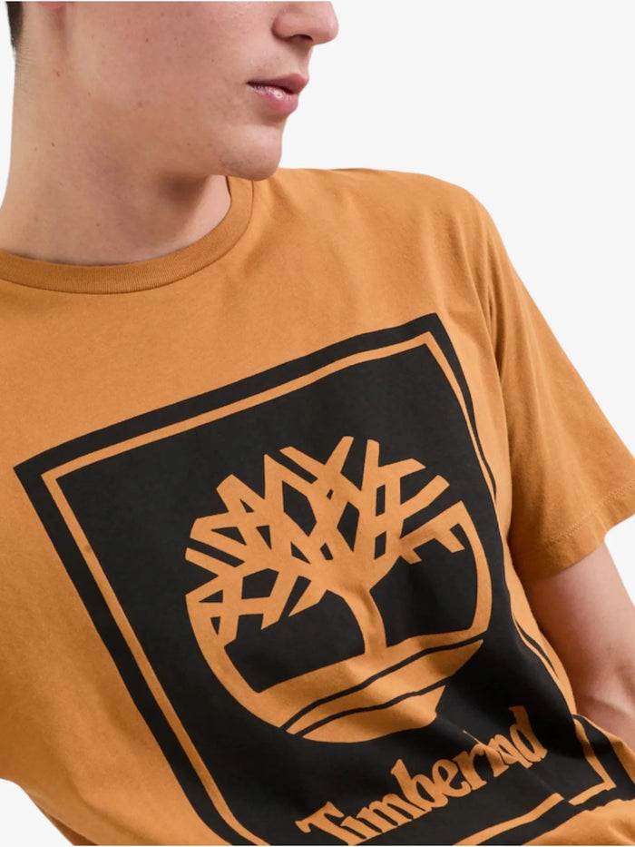 Remera Timberland Logo Bloque Marrón