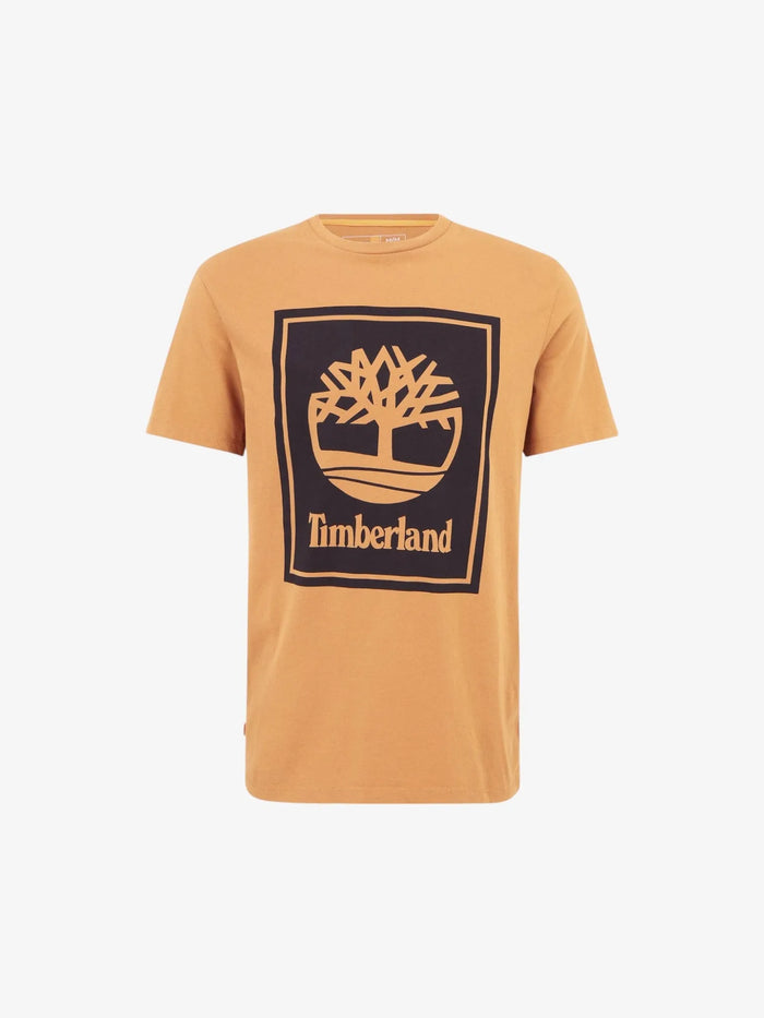 Remera Timberland Logo Bloque Marrón
