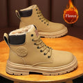 Retro Casual High Top Boots for Men - Winter Chunky Lace-Up Motorcycle Ankle Footwear