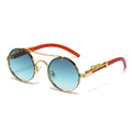 Retro Punk Round Sunglasses for Men & Women - Fashionable Double Bridge Design for Travel and Shopping