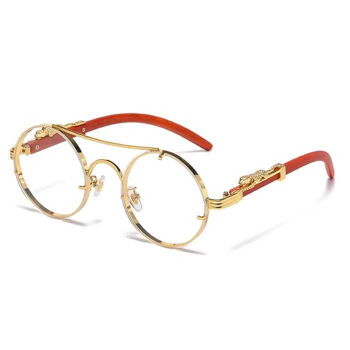 Retro Punk Round Sunglasses for Men & Women - Fashionable Double Bridge Design for Travel and Shopping