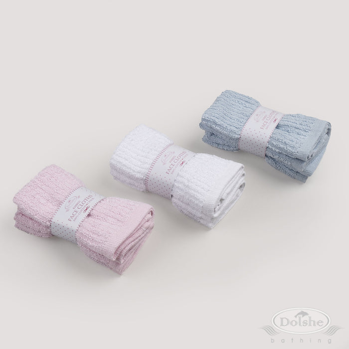 Ribbed Face Cloth - Pink/White/Blue (PK12) T304