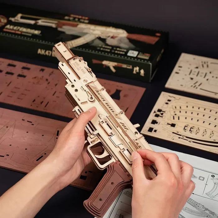 Robotime Rokr 3D Wooden Puzzle Toy Rifle Kit for Adults & Kids, Unique Gift