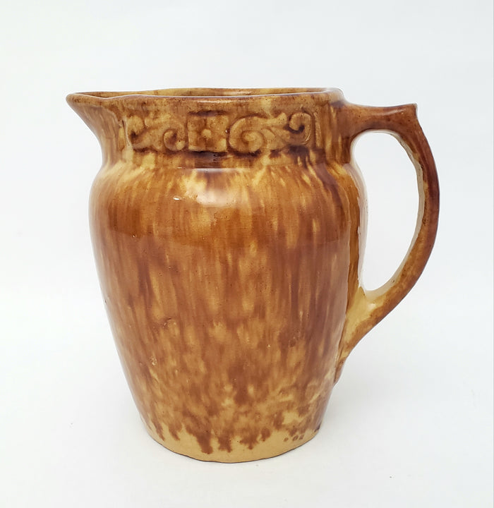 Rockingham Drip Glazed Carmel Brown Yellow Ware Pitcher 2.5 Qt.