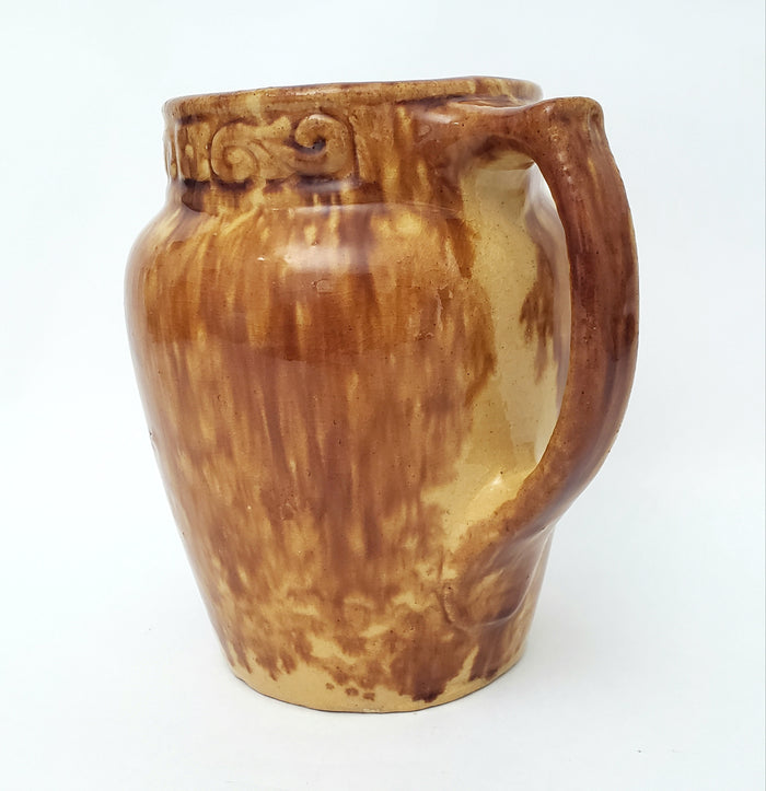 Rockingham Drip Glazed Carmel Brown Yellow Ware Pitcher 2.5 Qt.