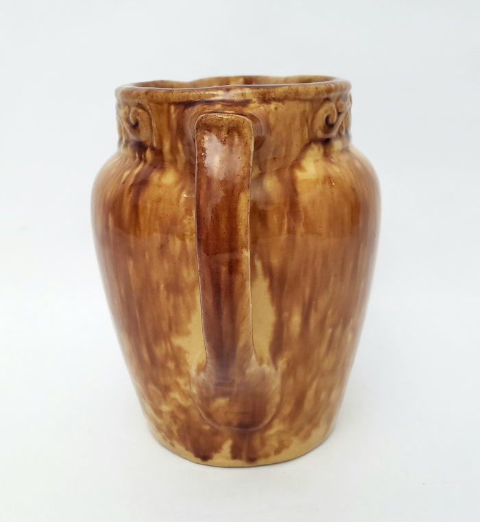 Rockingham Drip Glazed Carmel Brown Yellow Ware Pitcher 2.5 Qt.