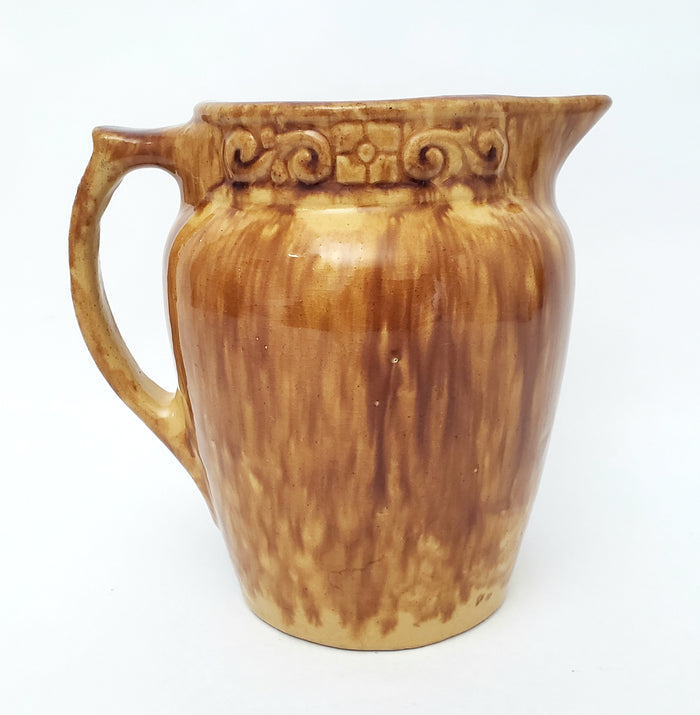 Rockingham Drip Glazed Carmel Brown Yellow Ware Pitcher 2.5 Qt.