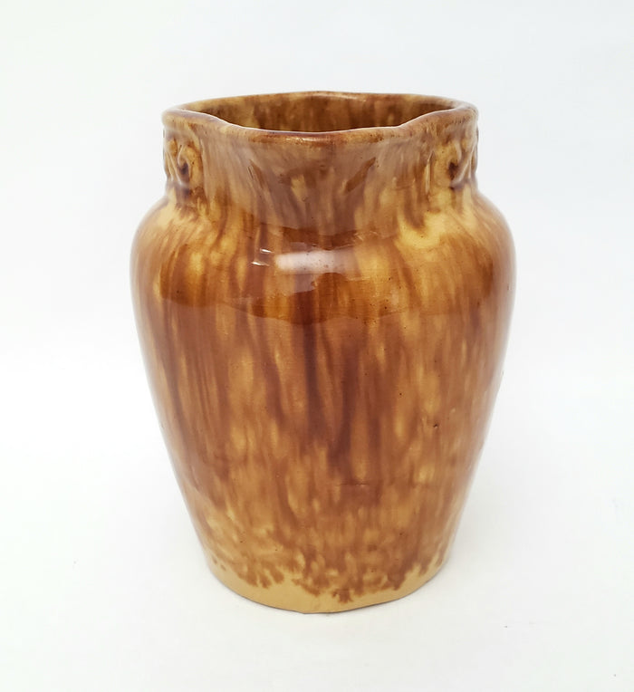 Rockingham Drip Glazed Carmel Brown Yellow Ware Pitcher 2.5 Qt.