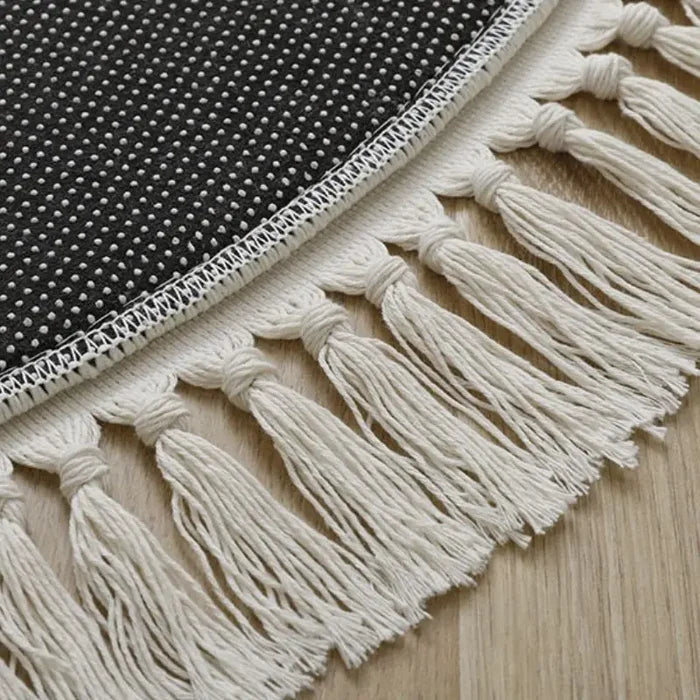 Round Fluffy Rug Tassel Nursery Play Mat Cozy Fall 2025 Plush Circle Bedroom Rug Soft Play Surface