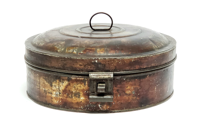 Antique 1800's Round Spice Tin Set with 6 Original Stenciled Spice Tins