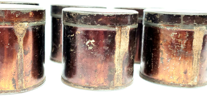 Round Spice Box Set with 6 Original Stenciled Spice Tins ~ c. Late 1800's